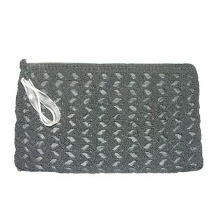 Vintage Woven Clutch Purse Evening Bag Black Formal Occasion Accessory Zip